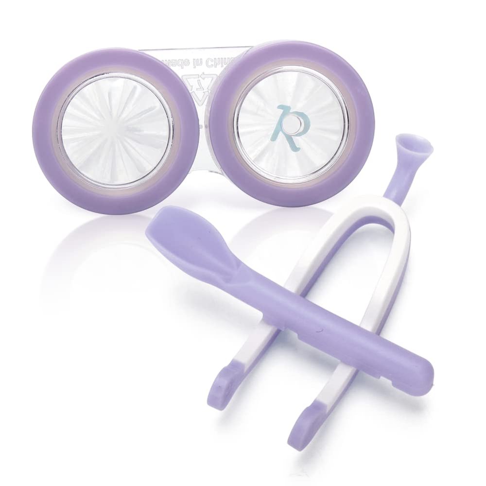 Ofone Contact Lens Remover Tool, Applicator with Lenses Case Tweezers Soft Silicone Scoop Portable Contacts Storage Container Kit for Soft Lenses (Purple)