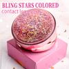 ofone Contact Lens Case, Bling Stars Cute Contact Lenses Holder Travel Kit with Remover Tool Tweezers Solution Bottle Mirror Portable Contacts Storage Container for Women Girl (Pink) view 2