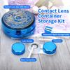 ofone Contact Lens Case, Bling Stars Cute Contact Lenses Holder Travel Kit with Remover Tool Tweezers Solution Bottle Mirror Portable Contacts Storage Container for Women Girl (Blue) view 3