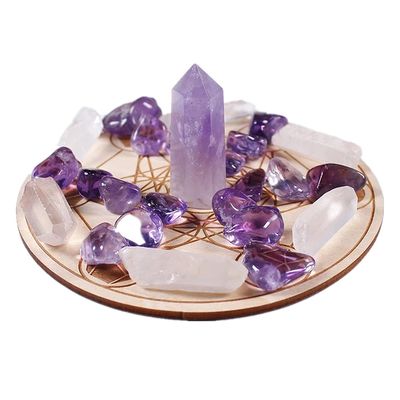 Chakra Therapy Starter Collection Healing Crystals Kit Quartz Crystal Column Points, Crystal Wands Healing Chakra Single, Tumbled Chips Crushed Stone