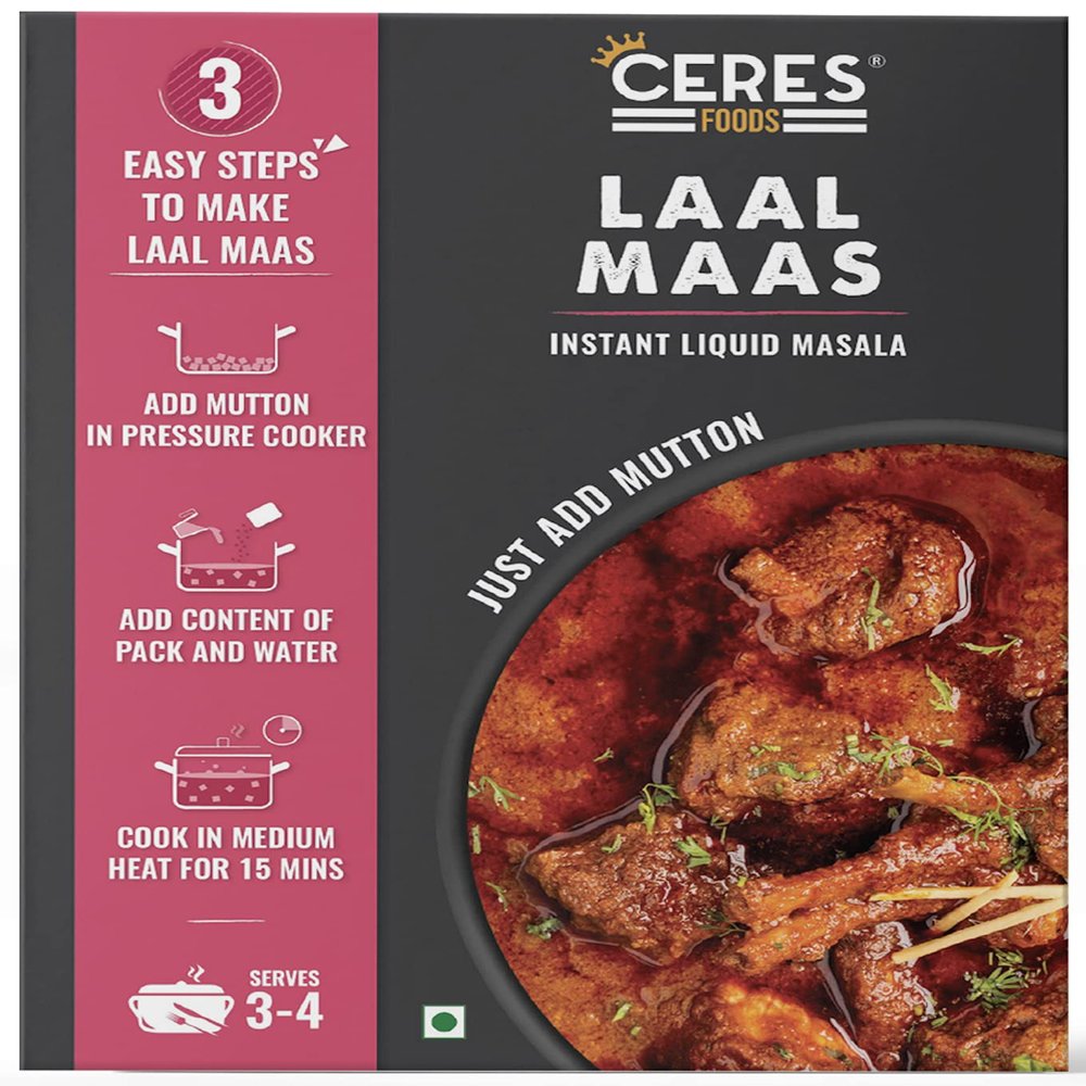 CERES FOODS Indian Rajasthani Laal Maas Instant Liquid Masala Smoky Indian Curry Simmer Sauce Famous Spicy from Rajasthan Just Add 35 Ounces of Mutton or Protein of Choice, 200 gm
