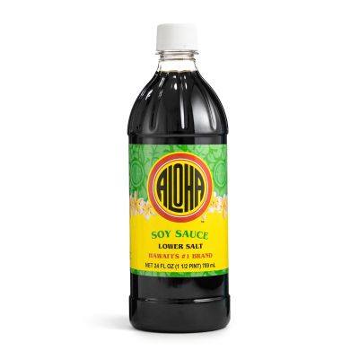 Aloha Shoyu - Lower Salt Soy Sauce with 25% Less Sodium - Versatile and Balanced Shoyu Sauce - Made in Hawaii - 24 oz. Bottle