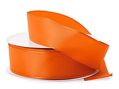 1 Pack, Orange Wired Fabric Florist Ribbon, 1-1/2"x50 Yards for Birthday Gift Wrapping, Home Decor and Halloween