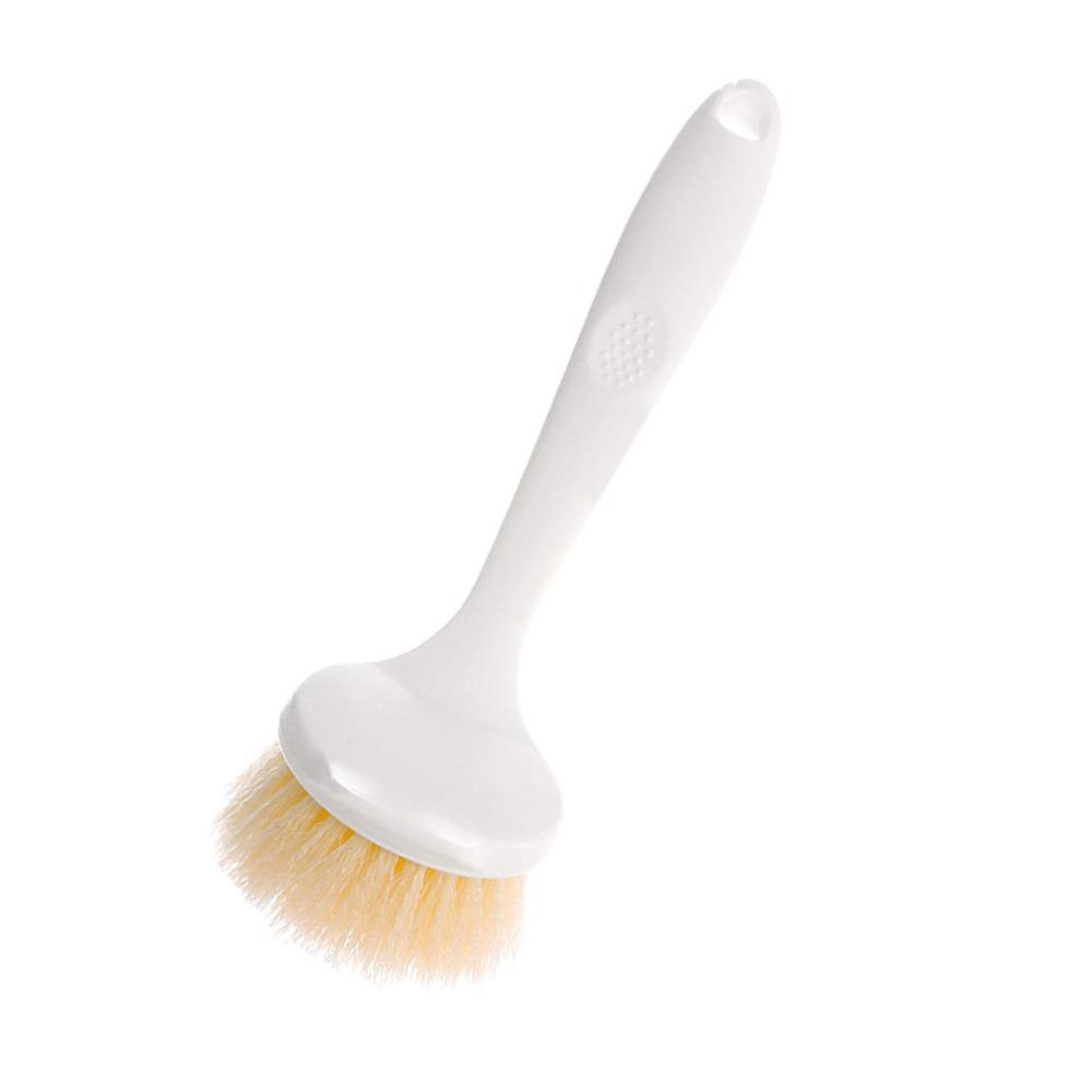 1pc Long Handle Kitchen Cleaning Brush Soft Bristle Scrub Brush for Dishes Pots and Sinks for Household and Restaurant Use and Convenient Storage Design White