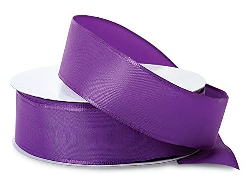 1 Pack, Purple Wired Fabric Florist Ribbon, 1-1/2"x50 Yards for Weddings, Mardi Gras Parties and Christmas Decor