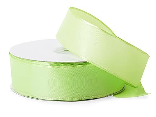 1 Pack, Lime Green Wired Fabric Florist Ribbon, 1-1/2"x50 Yards for Spring Packaging, Home Decor and Easter Baskets