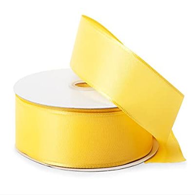 1 Pack, Bright Yellow Wired Fabric Florist Ribbon, 1-1/2"x50 Yards for Spring Gift Wrapping and Easter Baskets