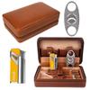 Time C Club 4-Finger Portable Travel Leather Cigar Case, Cigar Cutter,Cigar Humidor with Cigar Lighter and Humidifier, Groomsmen Gift, Birthday Gift view 1