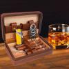 Time C Club 4-Finger Portable Travel Leather Cigar Case, Cigar Cutter,Cigar Humidor with Cigar Lighter and Humidifier, Groomsmen Gift, Birthday Gift view 4
