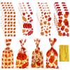 100 Pcs Thanksgiving Cellophane Bags Plastic Clear Candy Pouch Thanksgiving Prefilled Goody Bags 5 Styles Goodie Treat 100 Pieces Golden Twist Tie for Party Favors, 5.1 x 10.6 Inch (Fall Style) view 1