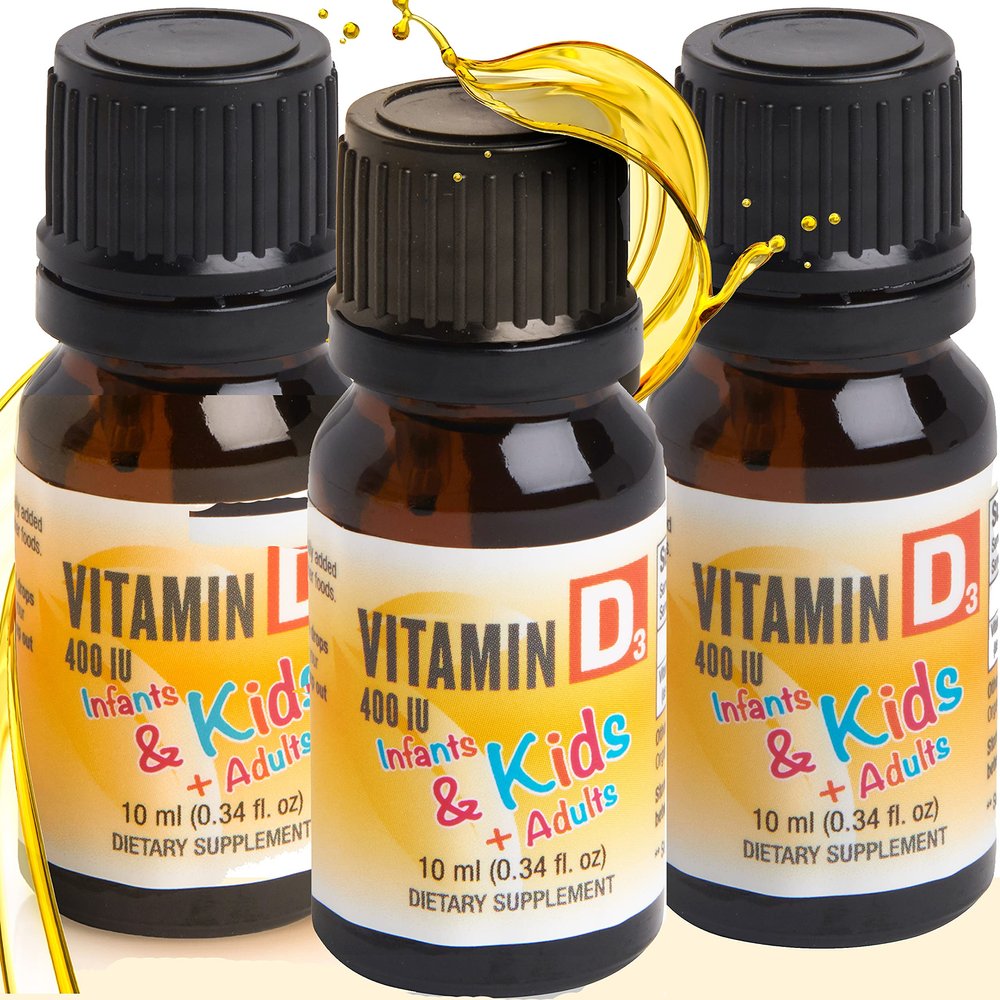 GreenPeach Organic Baby & Infant Vitamin d Drops - Vegetarian 400 IU Liquid Vitamin d3 for Babies & Newborn | No Sugar or Flavors | Non-GMO | Gluten Free & Tummy Gentle | Ages 4 & Under - Pack of 3