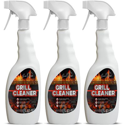 Evo Dyne Grill Cleaner Spray (32 oz), Made in USA - Quickly Cleans BBQ Burnt-on Foods and Grease from Grill Grates - Heavy Duty, Fast-Acting Formula, Less Scrubbing - Food Safe Grill & Oven Degreaser (3-Pack)