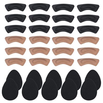 12 Pairs Heel Cushion Pads and 5pair Non-Slip Shoe Pads, Heel Shoe Grips Liner Self-Adhesive Shoe Insoles Foot Care Protector,Self-Adhesive Anti-Slip Sole Sticker Protector