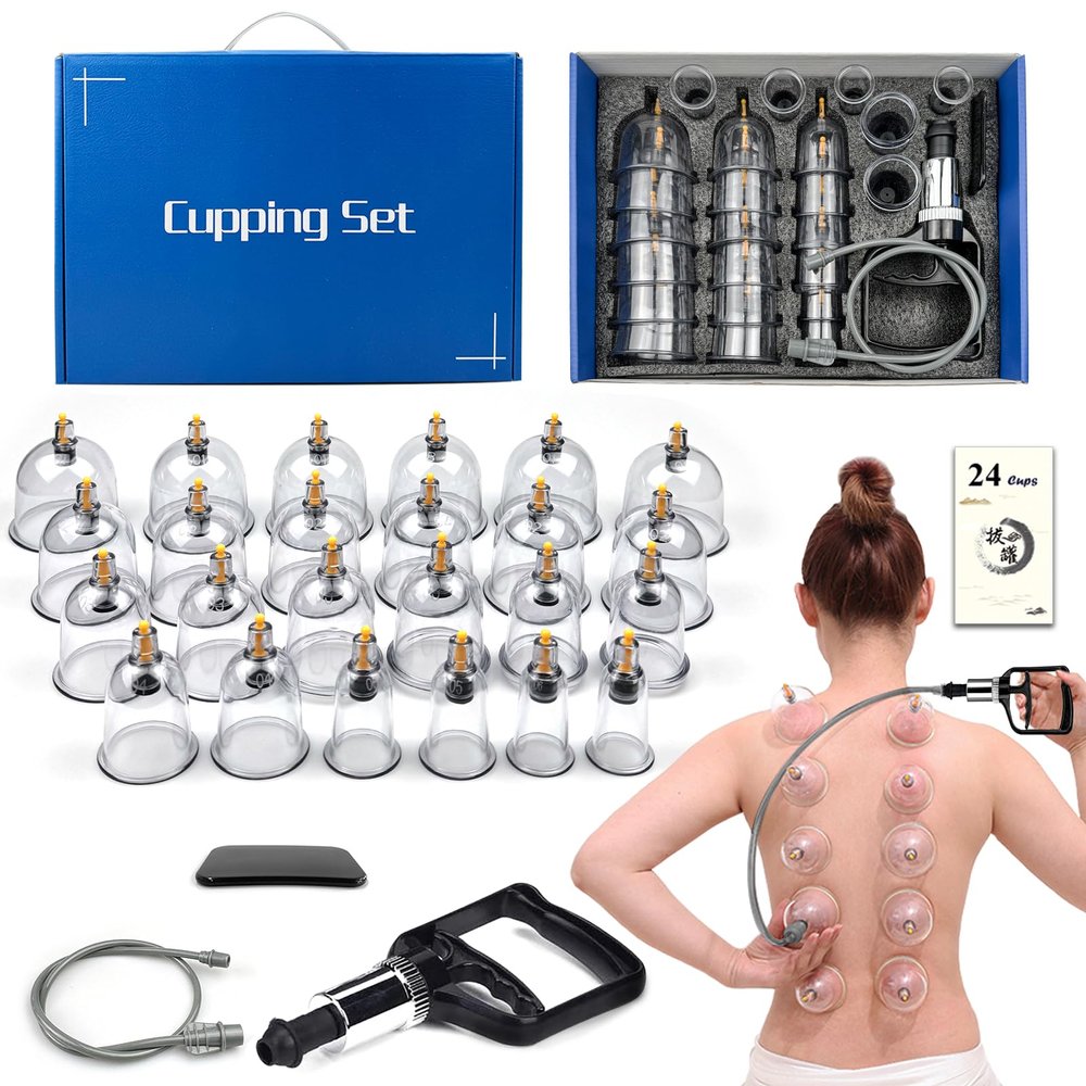 Cupping Therapy Set,24 Cups Chinese Cupping Set with Pump, Hijama Massage Kit for Body Massage, Pain Relief