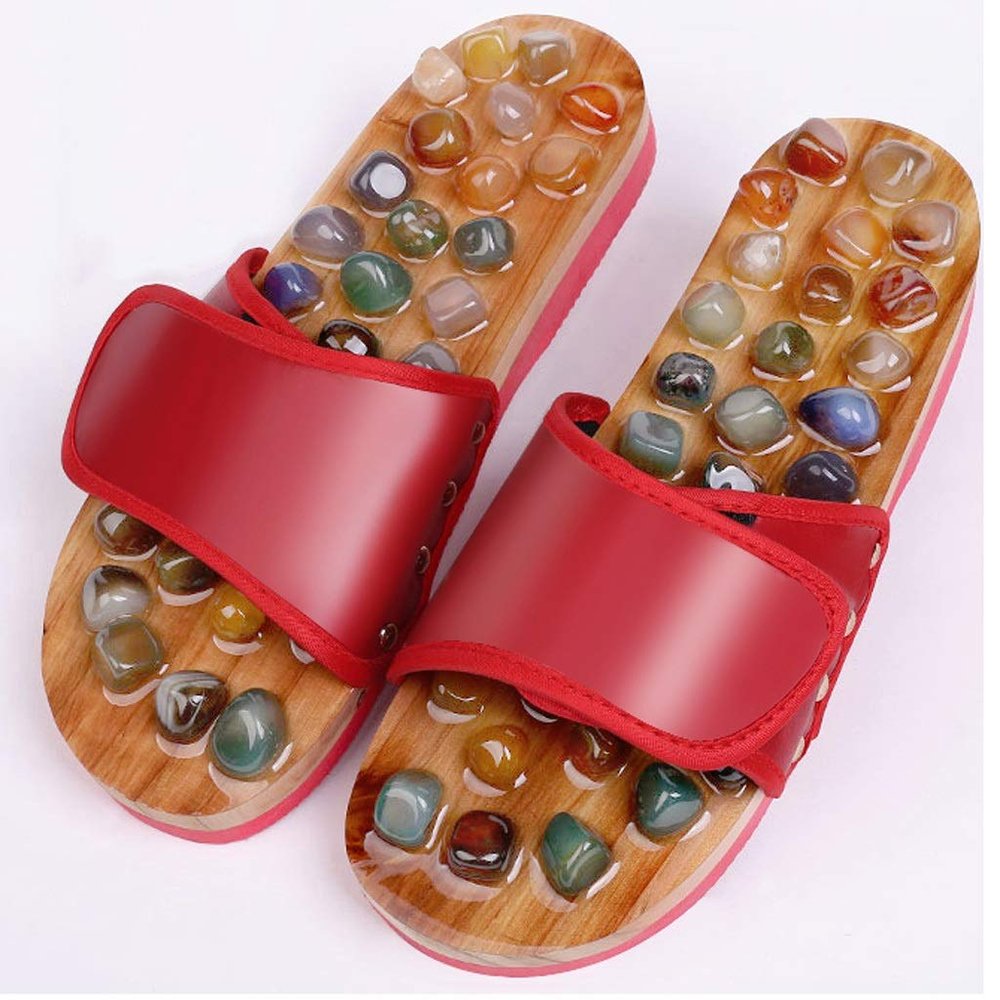XILIN-1987 Flip Flop Acupressure Massage Slippers, Therapeutic Reflexology Sandals for Foot Acupoint Massage Shiatsu Arch Pain Relief, Fit Women Flip Flops (Color : A, Size : 35-36)