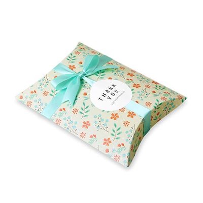 AKOAK 20 Pcs Wedding Creative Pillow Box, Candy Gift Box, Suitable for Wedding Birthday and Christmas (Green+Yellow flowers)