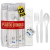 1InTheHome Plastic Utensils Individually Wrapped, Plastic Cutlery Packets, Spoons And Forks Set Disposable With Napkin Salt Pepper, 25 Pack view 1
