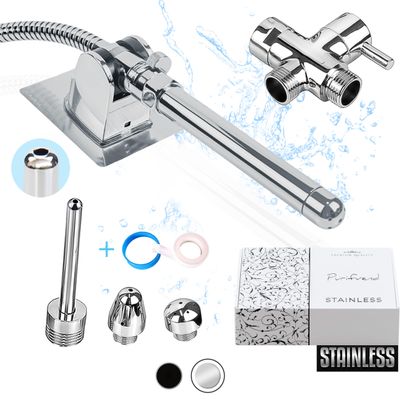 Enema kit for Colon Cleansing-Stainless Steel Enema Shower Attachment-Douche kit Colon Cleansing Anal Shower-Colonic Irrigation Home Kit-9 Pieces Set with 100 Inches Hose for Men & Women
