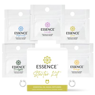 Essence Nasal Diffuser Starter Kit  Essential Oil Silicone Nose Ring Inhalers for Beginners  Wearable Aromatherapy Bundle for Relaxation, Energy & Breathing Support
