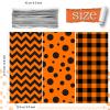 Tenare 120 Pieces Thanksgiving Cellophane Candy Bags Thanksgiving Buffalo Polka Dot Stripes Prints Plastic Goodie Treat Favor Bags with 200 Twist Ties for Party Supplies(Orange, Black) view 2