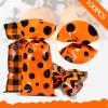 Tenare 120 Pieces Thanksgiving Cellophane Candy Bags Thanksgiving Buffalo Polka Dot Stripes Prints Plastic Goodie Treat Favor Bags with 200 Twist Ties for Party Supplies(Orange, Black) view 3