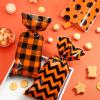Tenare 120 Pieces Thanksgiving Cellophane Candy Bags Thanksgiving Buffalo Polka Dot Stripes Prints Plastic Goodie Treat Favor Bags with 200 Twist Ties for Party Supplies(Orange, Black) view 4