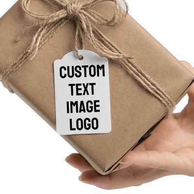 200 PCS Custom Paper Hang Tags Personalized Any Text,Image Logo for Wedding,Birthday Gifts Tag (1.49x2.28 inch)