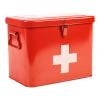 Xbopetda First Aid Kit, First Aid Medicine Supplies Bin - 2-Tier Metal Medicine Storage Tin, Samll First Aid Box with Removable Tray for Home & Workplace Emergency Tool Set - Red view 1