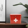 Xbopetda First Aid Kit, First Aid Medicine Supplies Bin - 2-Tier Metal Medicine Storage Tin, Samll First Aid Box with Removable Tray for Home & Workplace Emergency Tool Set - Red view 3