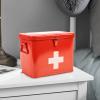 Xbopetda First Aid Kit, First Aid Medicine Supplies Bin - 2-Tier Metal Medicine Storage Tin, Samll First Aid Box with Removable Tray for Home & Workplace Emergency Tool Set - Red view 4