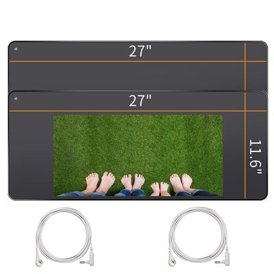 NIULAFR 2 Pics Grounding Mat Kit, Grounding pad Foot Therapy, Reconnect to The Earth Relieve Pain,Improve Sleep, 15 Ft Cord Included,Grounding Mat at Home, Work, Black(11.6 x 27)
