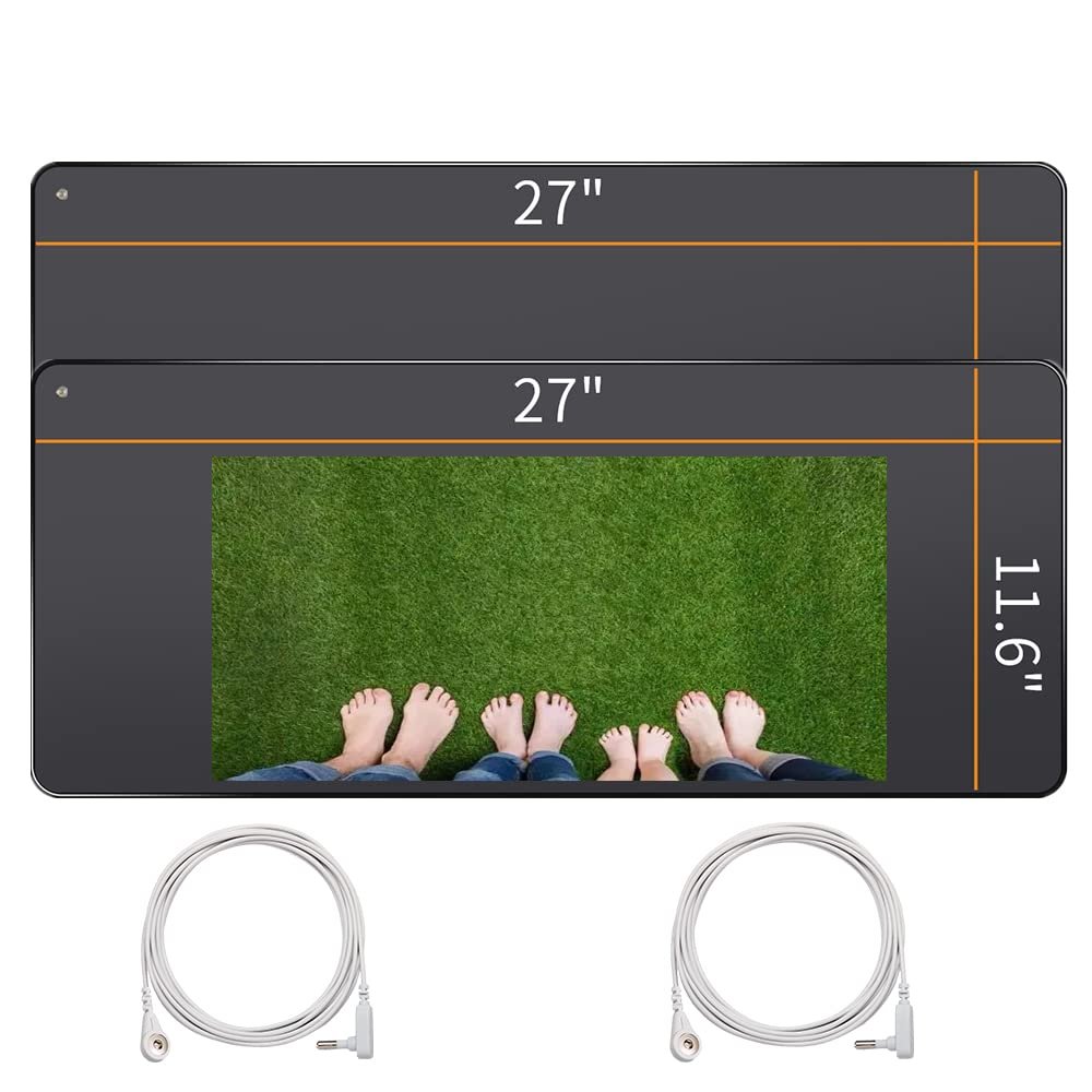 NIULAFR 2 Pics Grounding Mat Kit, Grounding pad Foot Therapy, Reconnect to The Earth Relieve Pain,Improve Sleep, 15 Ft Cord Included,Grounding Mat at Home, Work, Black(11.6 x 27)