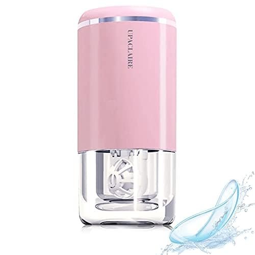 Contact Lens Cleaner, Intelligent Cleaning Machine for Soft and Rigid (RGP) Contact Lenses Cleaning and Storage (Pink)