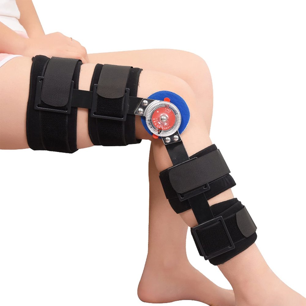 WILLQ Hinged Knee Brace ROM Adjustable Post Op Knee Support for OSTE Arthritis Joint Injuries Orthopedic Rehab Post Op Recovery Immobilization Splint Medical Orthopedic Guard Protector,Lager
