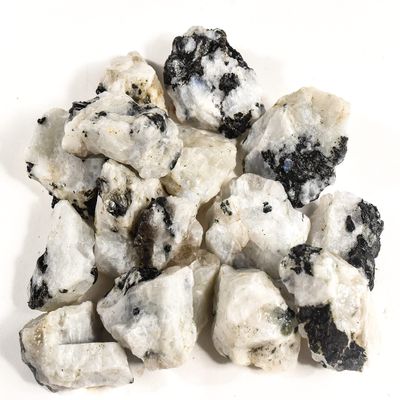 30PCS Rainbow Moonstone w/Black Tourmaline Rough Stones Natural Sparkling Feldspar Gemstone Crystal Mineral Raw Specimens - India