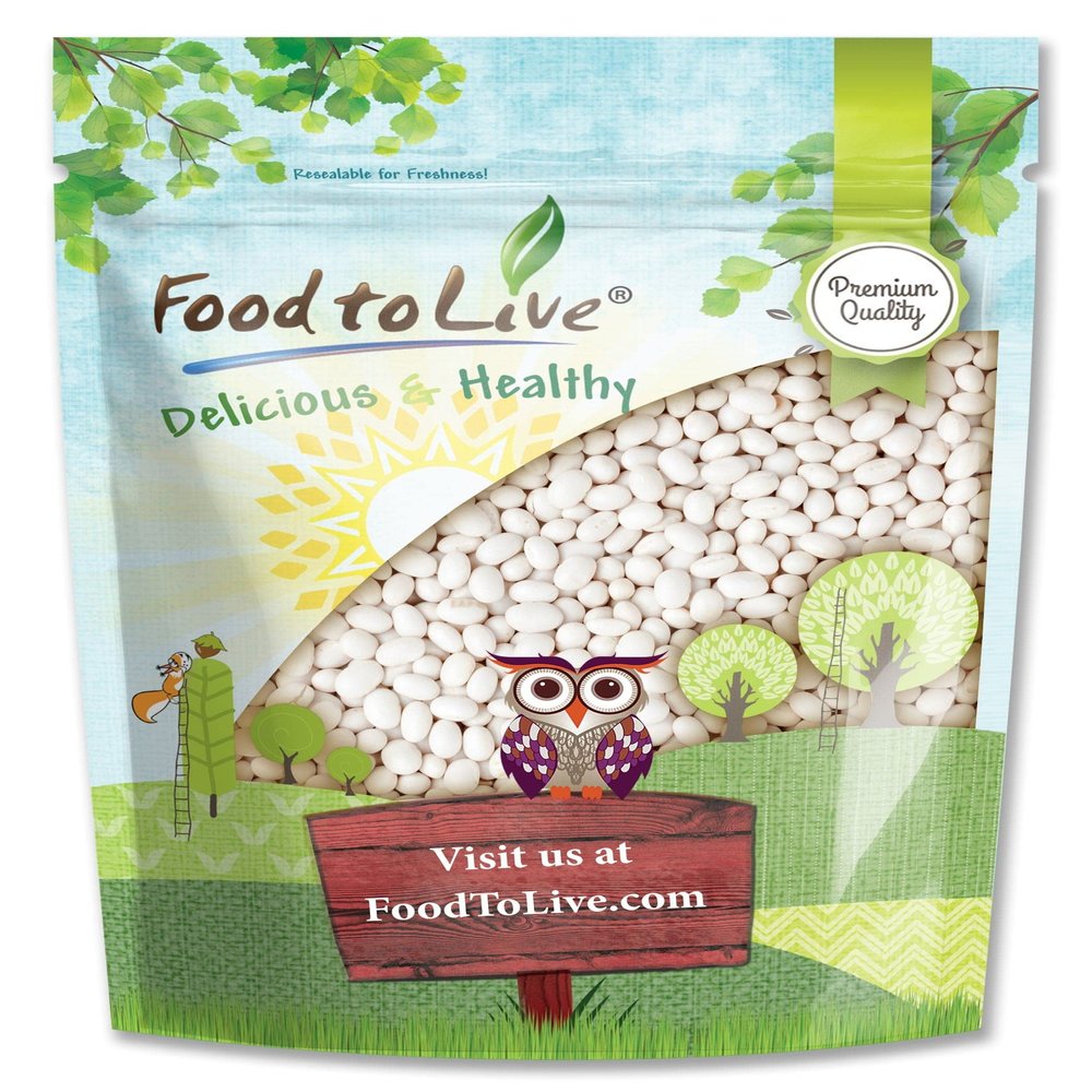 Food to Live Navy Beans, 6 Pounds Raw, Dried, Vegan, Kosher, Whole Small White Kidney Beans in Bulk, Good Source of Protein, Fiber, Folate, and Copper. Low Sodium. Great for Cooking and Soups