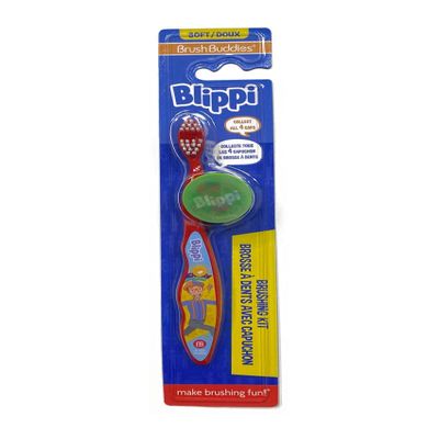 Brush Buddies Blippi Toothbrush with Travel Cap, Kids Toothbrushes, Soft Bristle Toothbrushes for Kids, 2PC