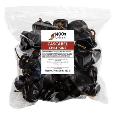 1lb Cascabel Dried Whole Chile Peppers, Chili Seco Pods for Authentic Mexican Food by 1400s Spices