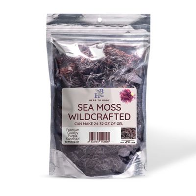 Herb To Body Purple Sea Moss  4oz, Purple Sea Moss, Gold, 100% Wildcrafted from Saint Lucia Raw and Dried, Vegan Superfood with 90+ Minerals, Non-GMO