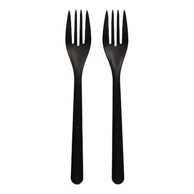 Haval Forks, Reusable Utensils Cutlery, Organic PP, 18.5 cm, Black, Extra Stable, 96435, Reusable, Pack of 50