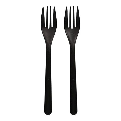Haval Forks, Reusable Utensils Cutlery, Organic PP, 18.5 cm, Black, Extra Stable, 96435, Reusable, Pack of 50