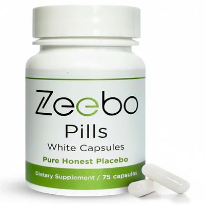 Zeebo - White Capsules Placebo Pills, No-Logo, Inert, Size-2, 75 Vegan Capsules, Lactose-Free, Sugar-Free, No Artificial Colors for Kids, Adults, Seniors