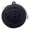 Adorable Pink Peri - Menstrual Period Cup Case Storage Bag | Rose Design + Silicon Material | Easy to carry, clean, and use | Metal Chain attached | Multi-use for any small items (Cup not included) Black view 1