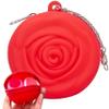 Adorable Pink Peri - Menstrual Period Cup Case Storage Bag | Rose Design + Silicon Material | Easy to carry, clean, and use | Metal Chain attached | Multi-use for any small items - Red