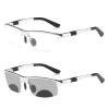 COTIA Men's Photochromic Bifocal Reading Glasses Sports Square Aluminum Magnesium Frame Transition Presbyopia Eyeglasses (silver, 3.5) view 1