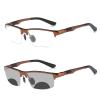 COTIA Men's Photochromic Bifocal Reading Glasses Sports Square Aluminum Magnesium Frame Transition Presbyopia Eyeglasses (tea, 1.25) view 1