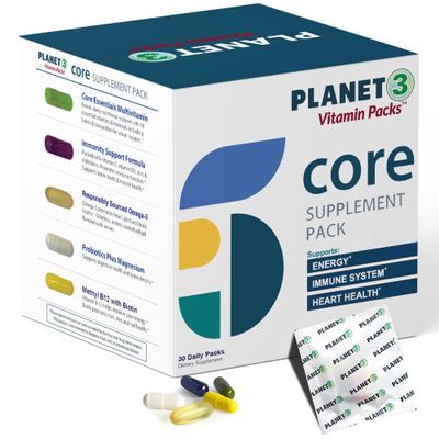 Daily Vitamin Packs for Men & Women Immune, Energy & Heart Support with Vitamin D3, Omega-3, Probiotics, Methyl B12 & Vitamin C Multivitamin with Lutein Planet 3 Vitamin Packs, 30 Packets