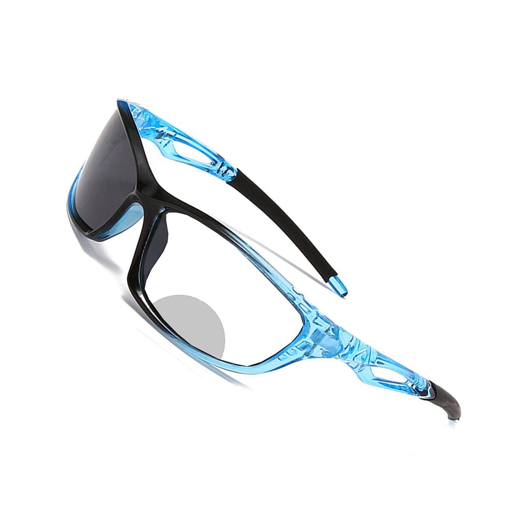willochra Wrap Around Sports Transition Photochromic Bifocal Reading Glasses for Mens and Womens, Safety Readers sunglasses (blue, 250 magnification)