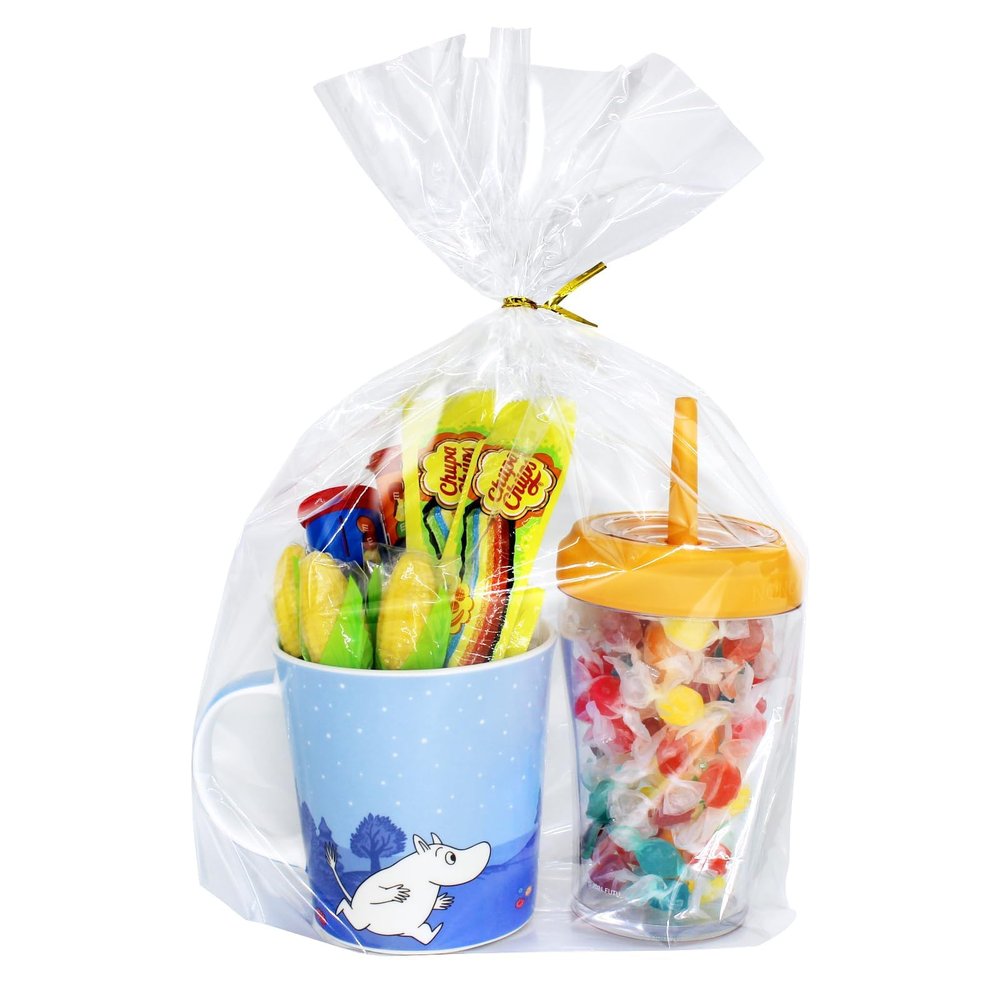 PigPotParty Cellophane Bags 10"x14", 100 Pack Clear Gift Bags, Bottom Gusset for Stand-Up Display, Medium Plastic Cellophane Gift Wrap, Ideal for Large Goodies, Treats, Favors, Mugs, Includes 100 Ties