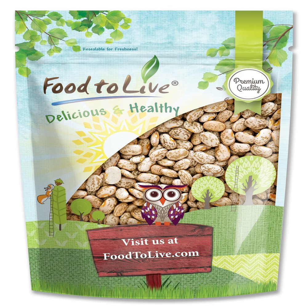 Food to Live Pinto Beans, 1 Pound Dried, Sproutable, Vegan, Kosher, Bulk Frijol Seeds. Good Source of Protein, Folate, Copper, Thiamin. Low Sodium, Low Fat. Great for Soups, Chili, Stews.